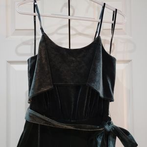 Ali & Jay emerald Green velvet jumpsuit in a size medium